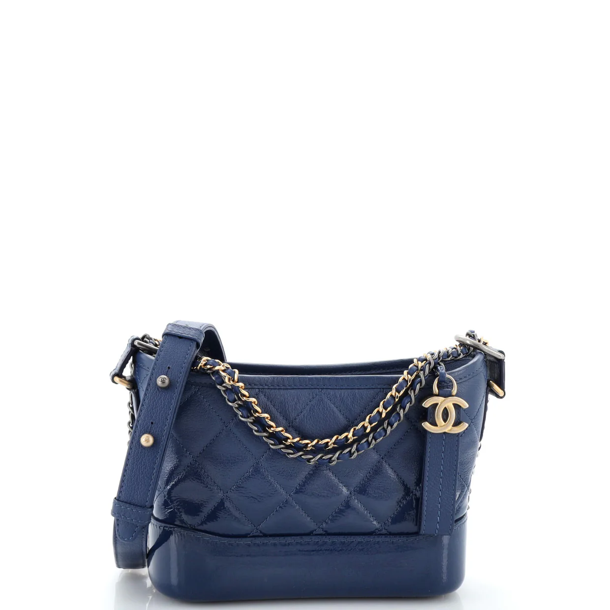 Gabrielle Hobo Quilted Goatskin and Patent Small - Deep Luxury