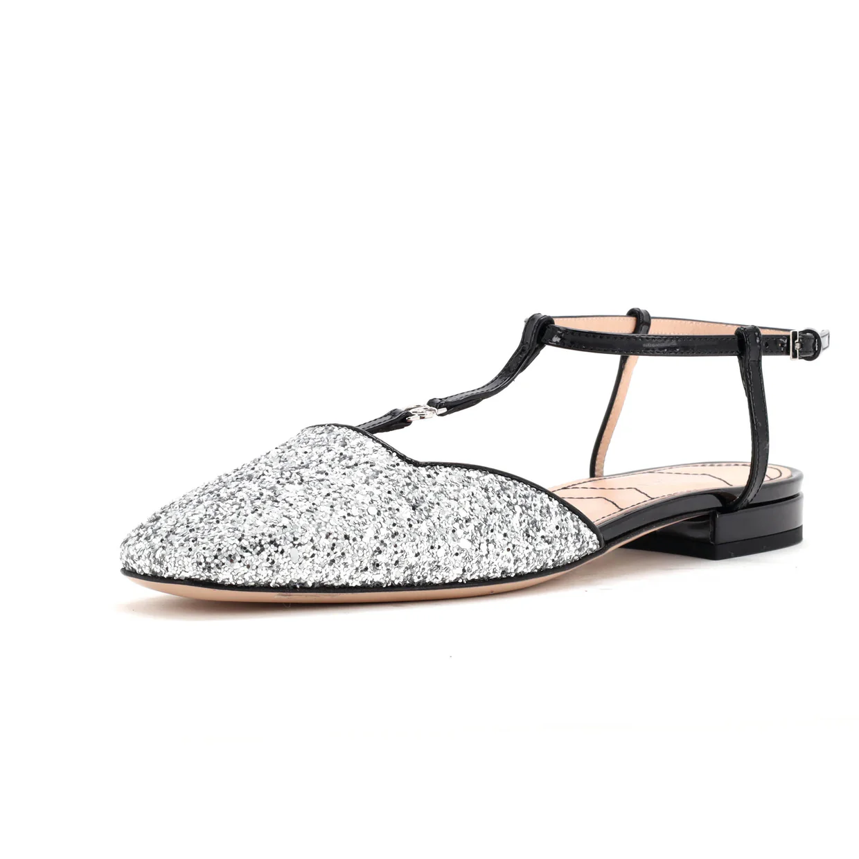 Women's GG Slingback Flats Glitter and Patent - Deep Luxury