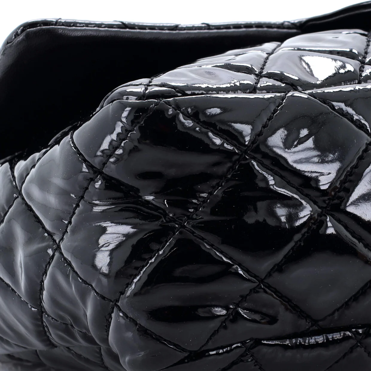 Classic Single Flap Bag Quilted Patent Jumbo - Deep Luxury