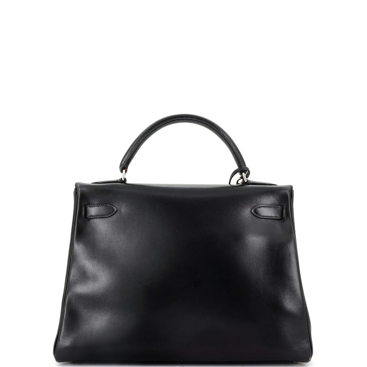 Kelly Handbag Noir Box Calf with Palladium Hardware 32 - Deep Luxury