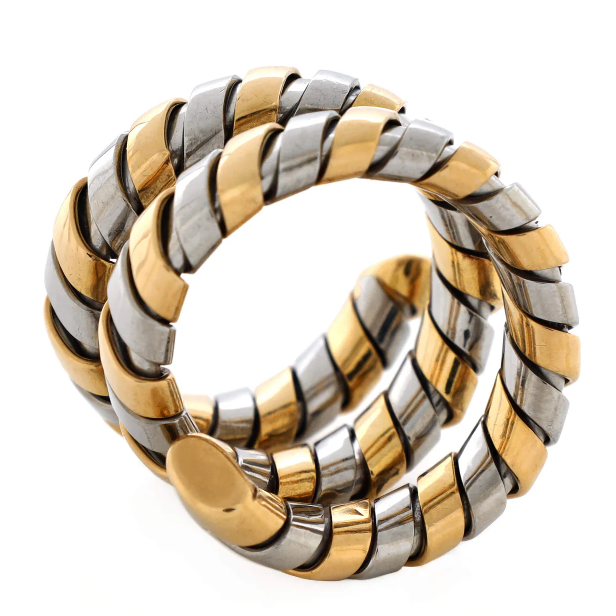 Tubogas Double Ring 18K Yellow Gold and 18K White Gold - Deep Luxury