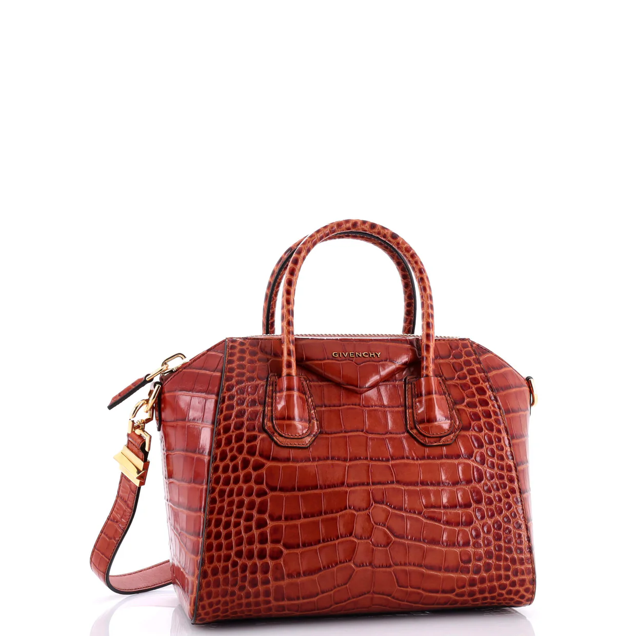 Antigona Bag Crocodile Embossed Leather Small - Deep Luxury