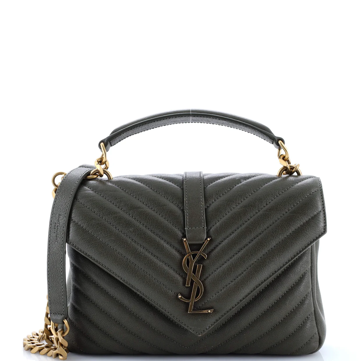 Classic Monogram College Bag Matelasse Chevron Leather Medium - Deep Luxury