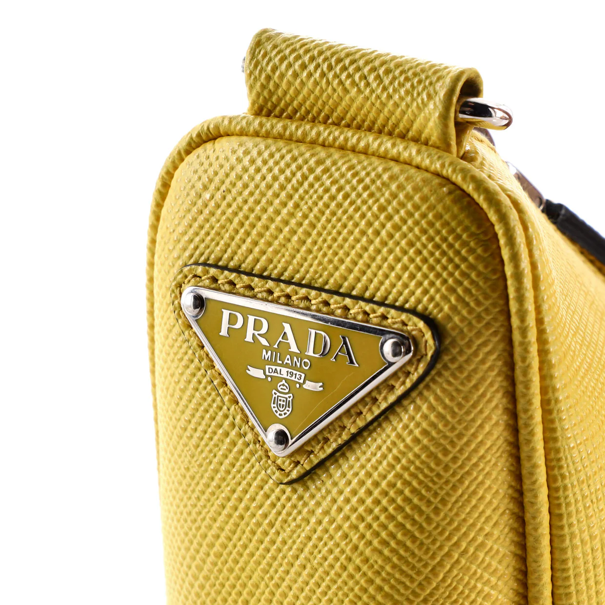 Triangle Logo Zip Crossbody Bag Saffiano Leather Small - Deep Luxury