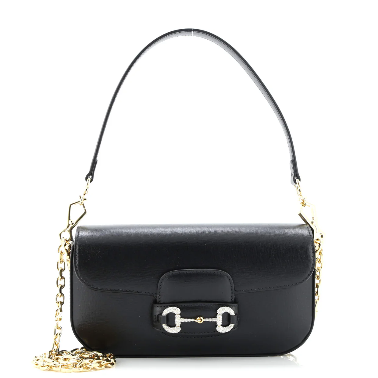 Horsebit 1955 Shoulder Bag Leather with Crystal Detail Mini - Deep Luxury