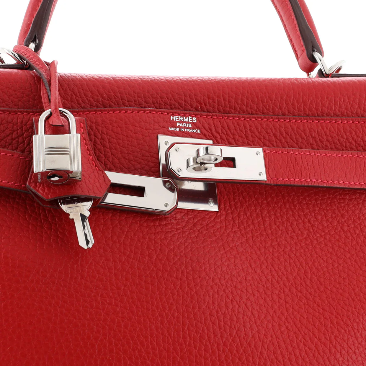 Kelly Handbag Rouge Casaque Clemence with Palladium Hardware 28 - Deep Luxury