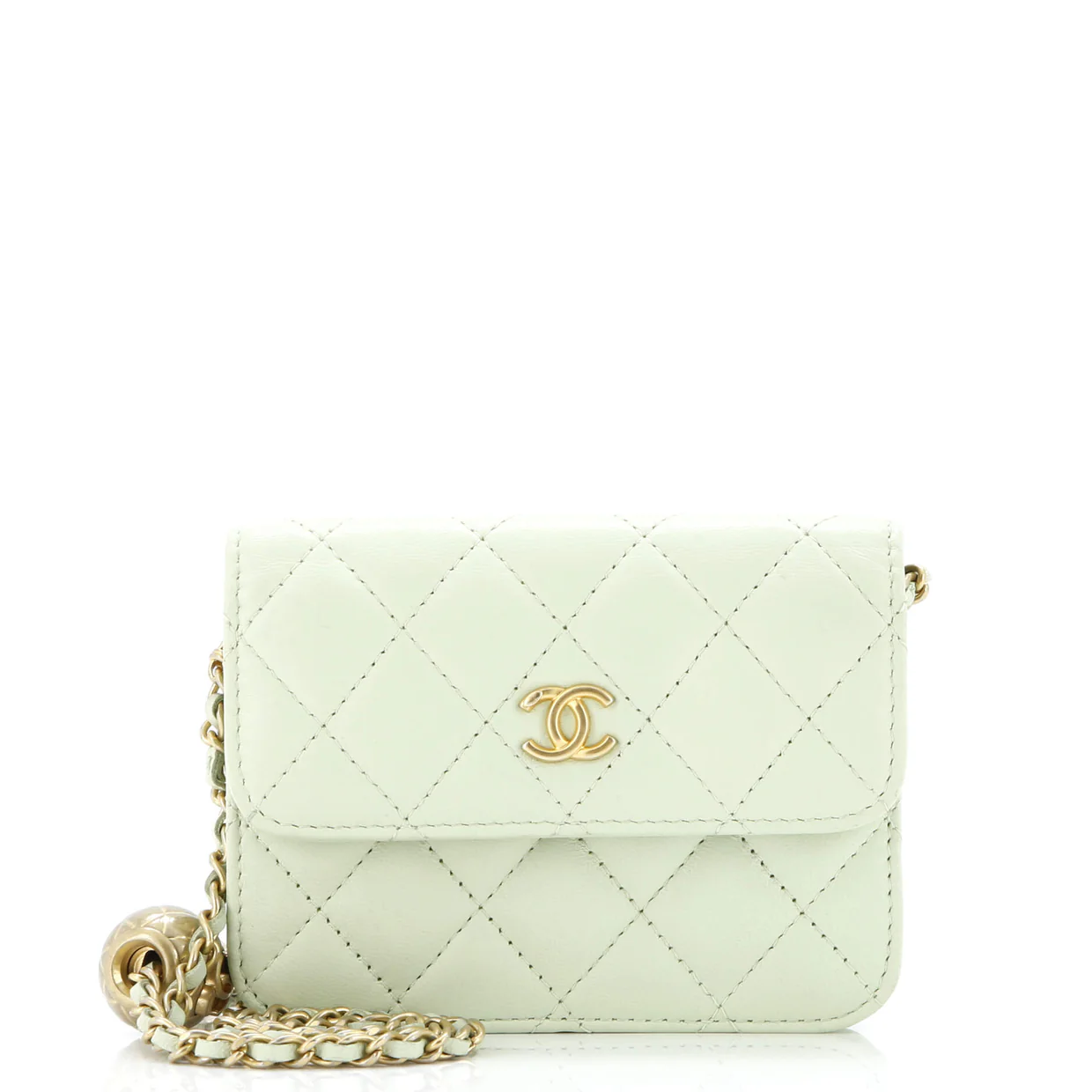 Pearl Crush Flap Clutch with Chain Quilted Lambskin Mini - Deep Luxury