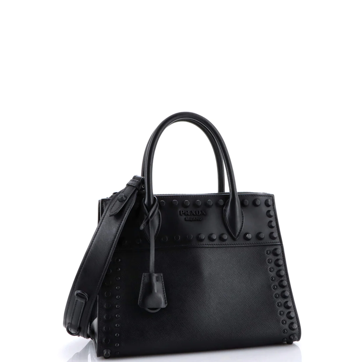 Paradigme Tote Studded Saffiano with City Calf Small - Deep Luxury