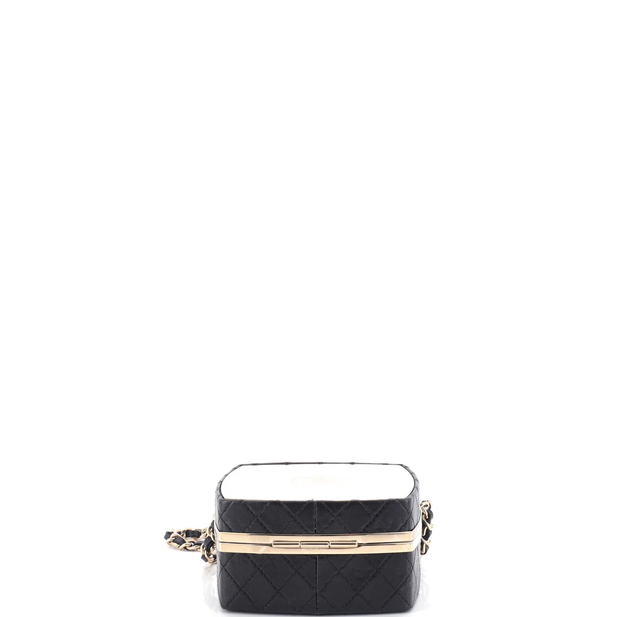 CC Make-Up Box Clutch with Chain Quilted Lambskin and Metal Small - Deep Luxury