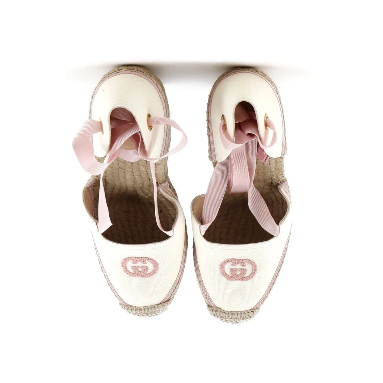 Women's Interlocking G Wedge Espadrilles Embroidered Canvas - Deep Luxury