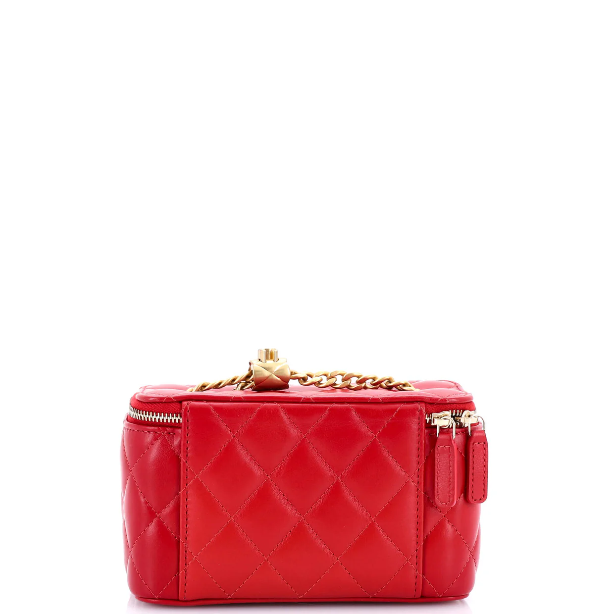 All Slide Long Vanity Case with Chain Quilted Lambskin Small - Deep Luxury