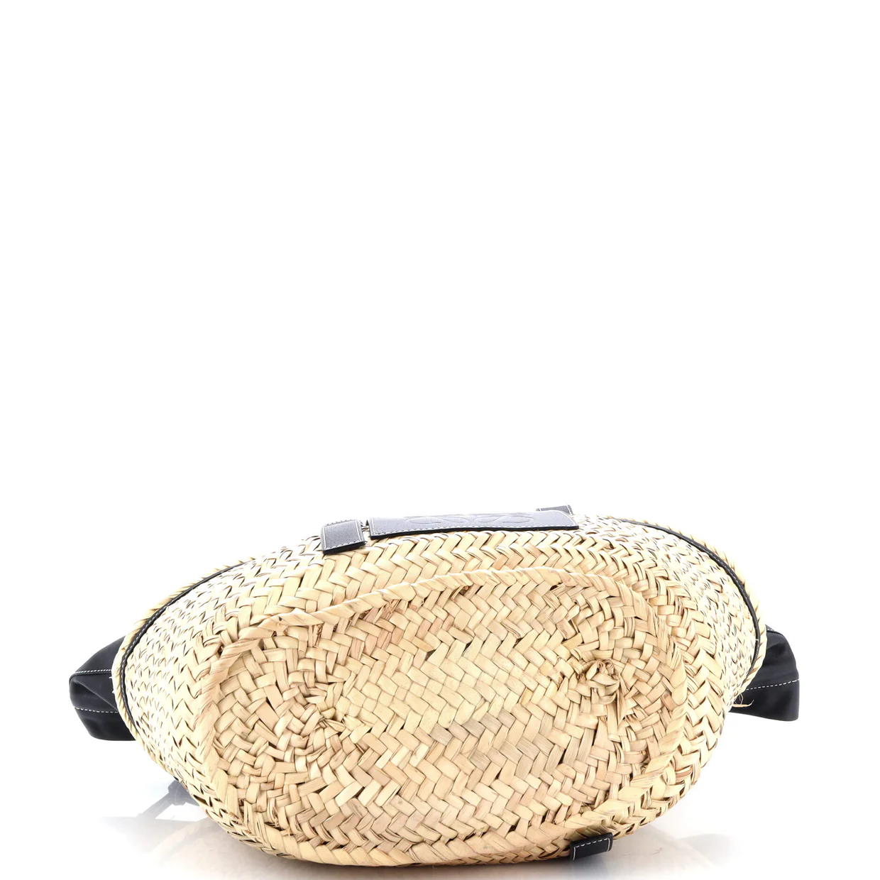 Basket Tote Raffia with Leather Trim Large - Deep Luxury