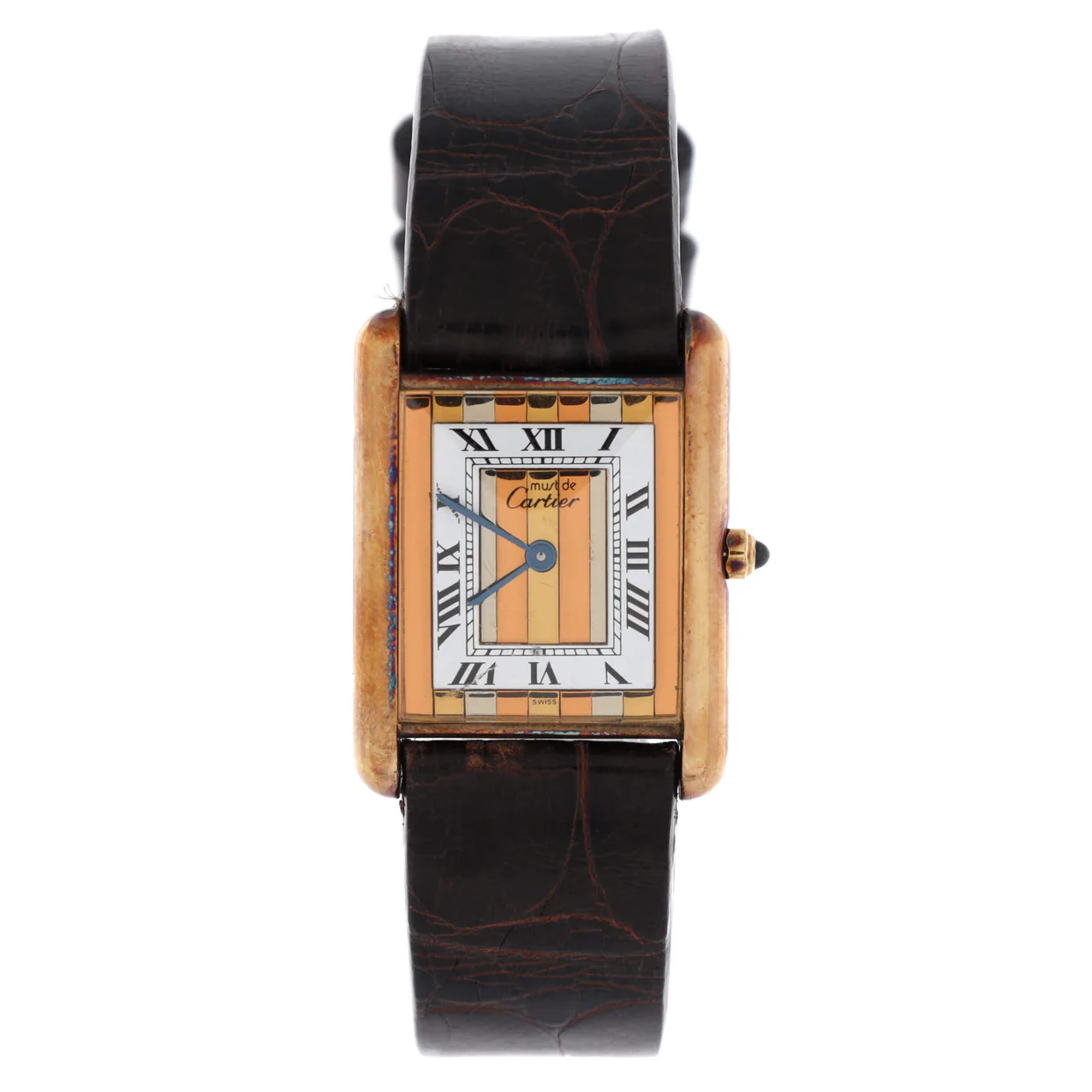 Must de Cartier Tank Quartz Watch Vermeil Plated Sterling Silver and Alligator 22 - Deep Luxury