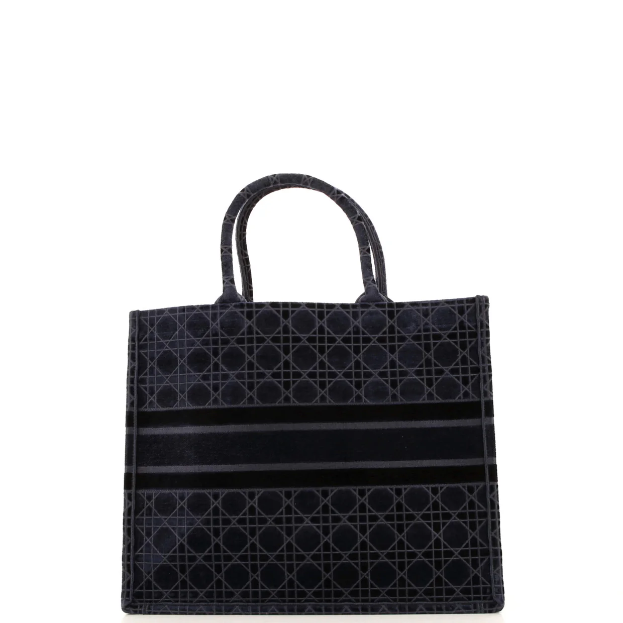 Book Tote Cannage Embroidered Velvet Large - Deep Luxury