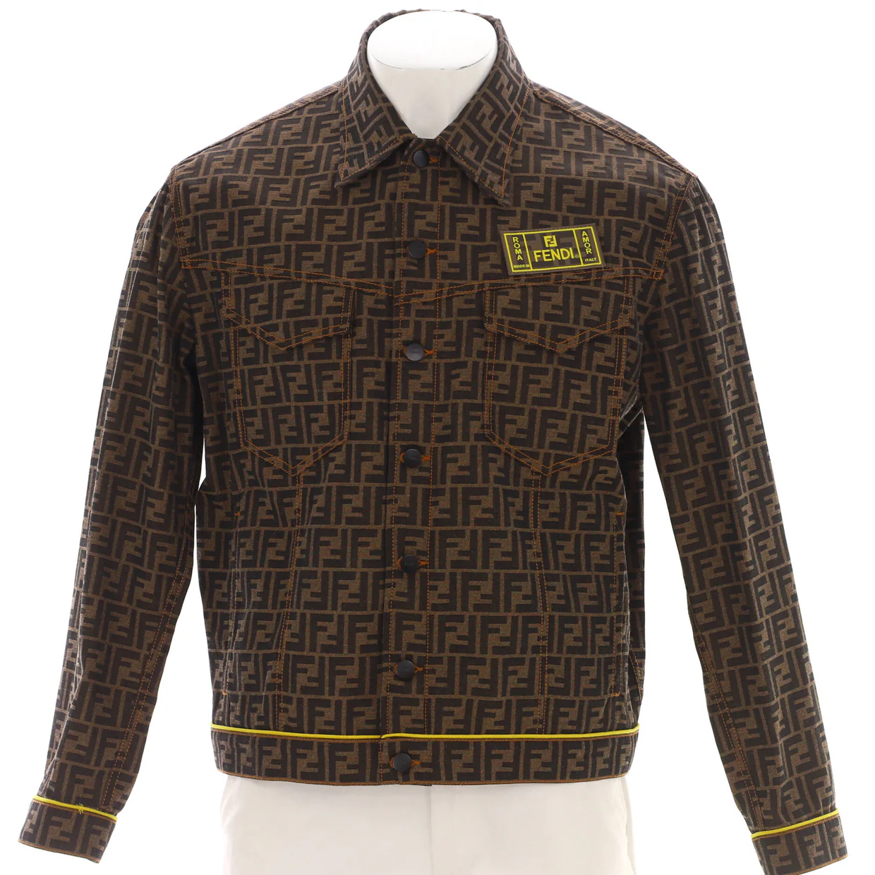 Men's Roma Amor Button Up Jacket Zucca Polyester and Cotton - Deep Luxury