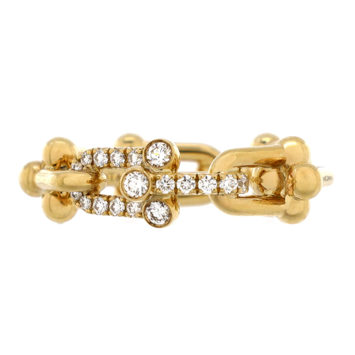 HardWear Link Ring 18K Yellow Gold with Diamonds Small - Deep Luxury