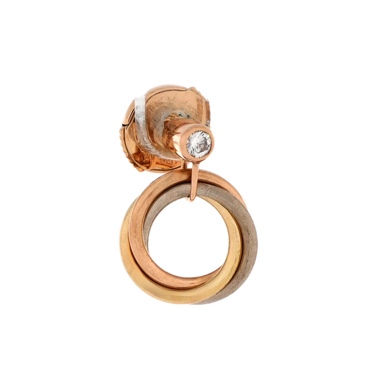 Trinity Dangle Earrings 18K Tricolor Gold with Diamond - Deep Luxury