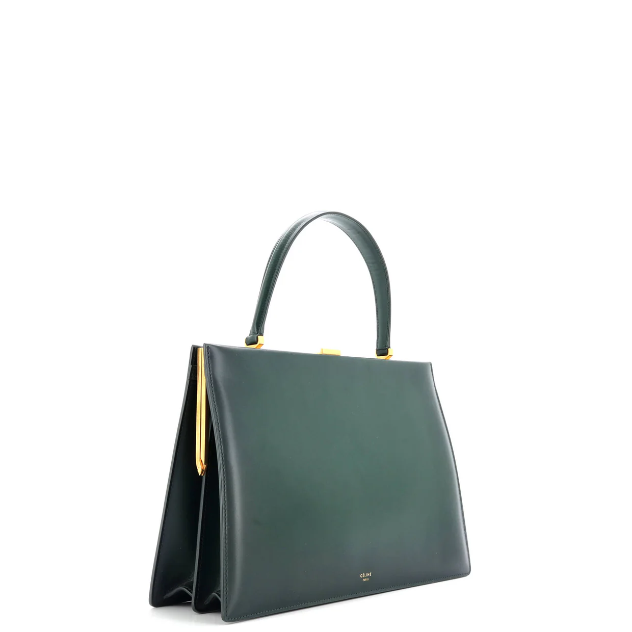 Clasp Top Handle Bag Leather Medium - Deep Luxury