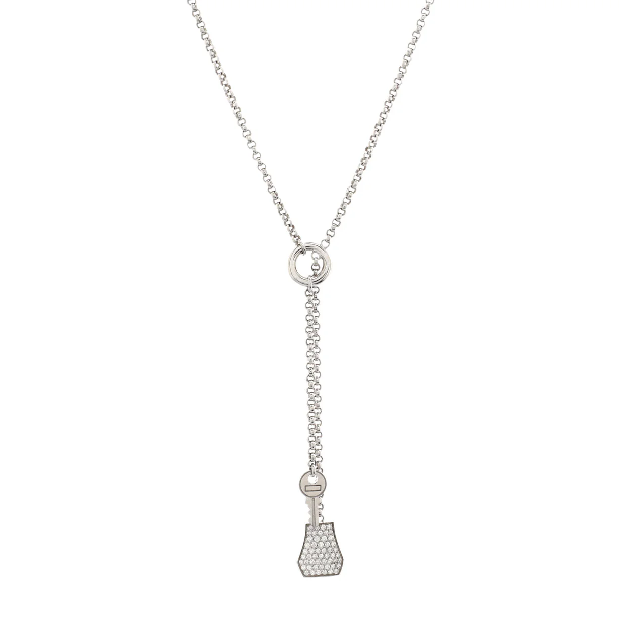 Kelly Clochette Pendant Necklace 18K White Gold with Diamonds Small - Deep Luxury
