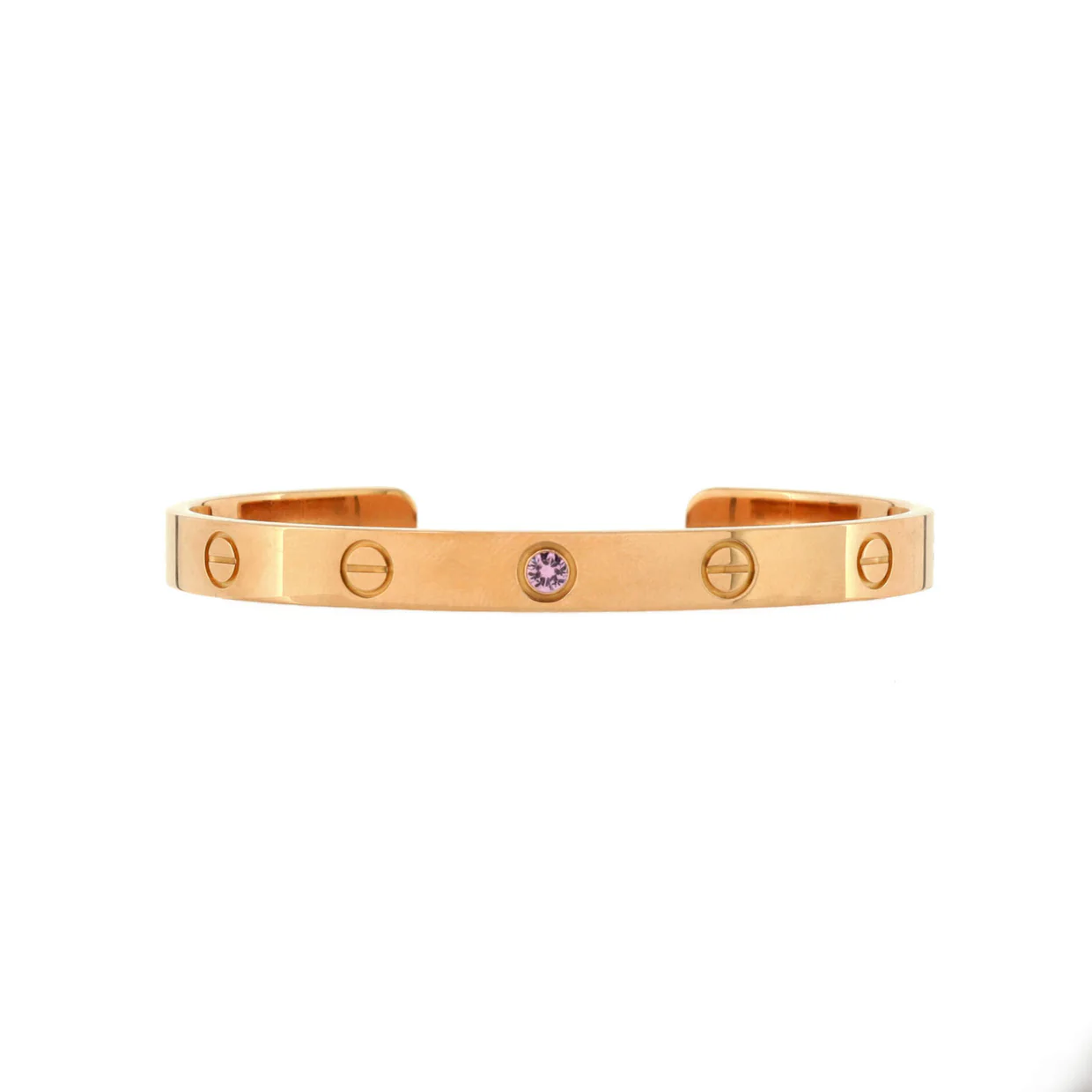Love Cuff Bracelet 18K Rose Gold with Pink Sapphire - Deep Luxury