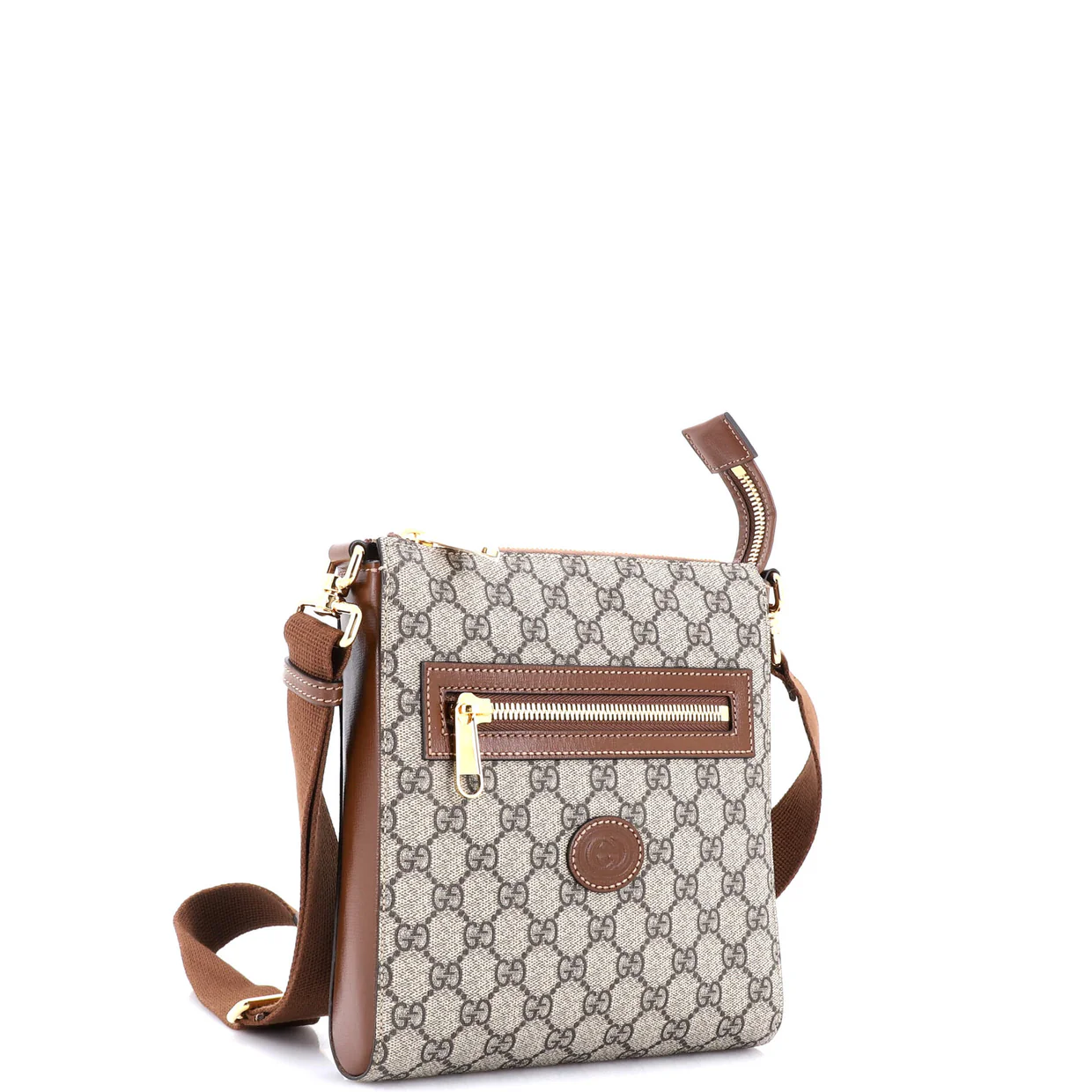 Interlocking G Patch Zip Messenger Bag GG Coated Canvas Small - Deep Luxury