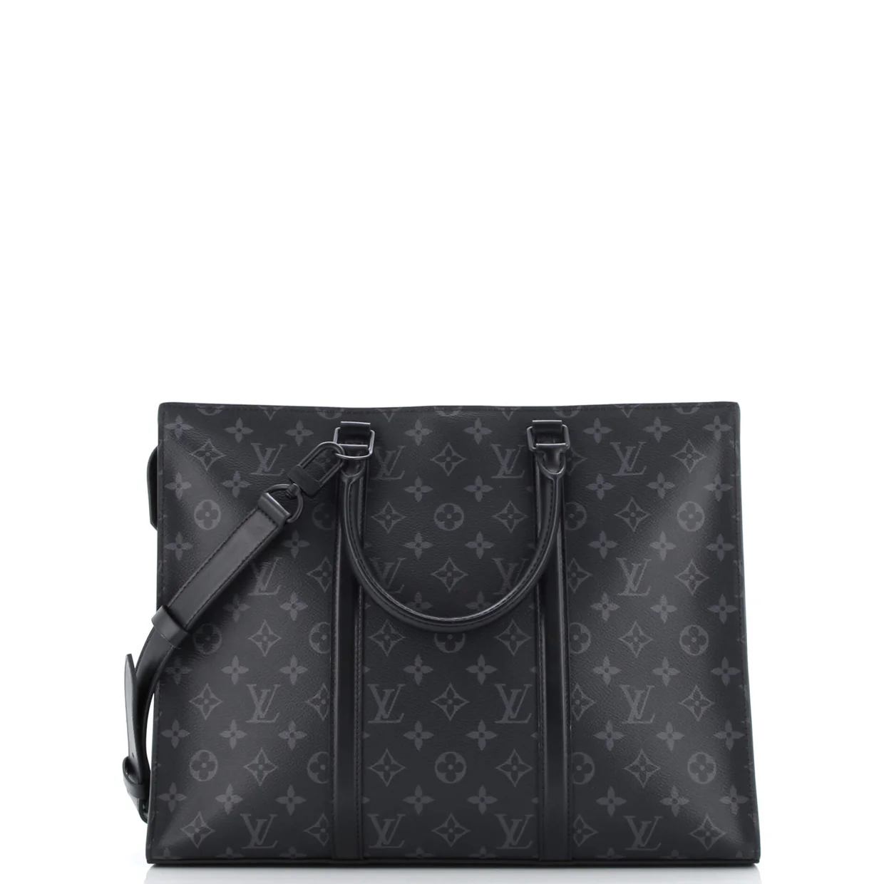 Sac Plat Zipper Tote Monogram Eclipse Canvas Horizontal - Deep Luxury