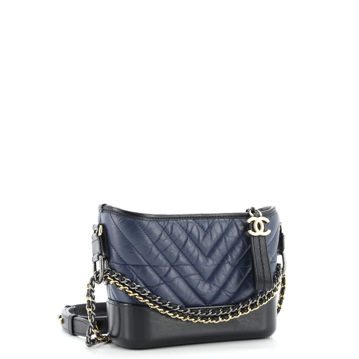 Gabrielle Hobo Chevron Aged Calfskin Small - Deep Luxury