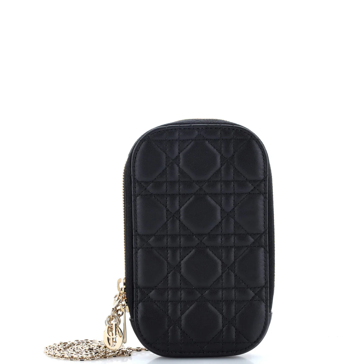 Lady Dior Phone Holder on Chain Cannage Quilt Lambskin - Deep Luxury
