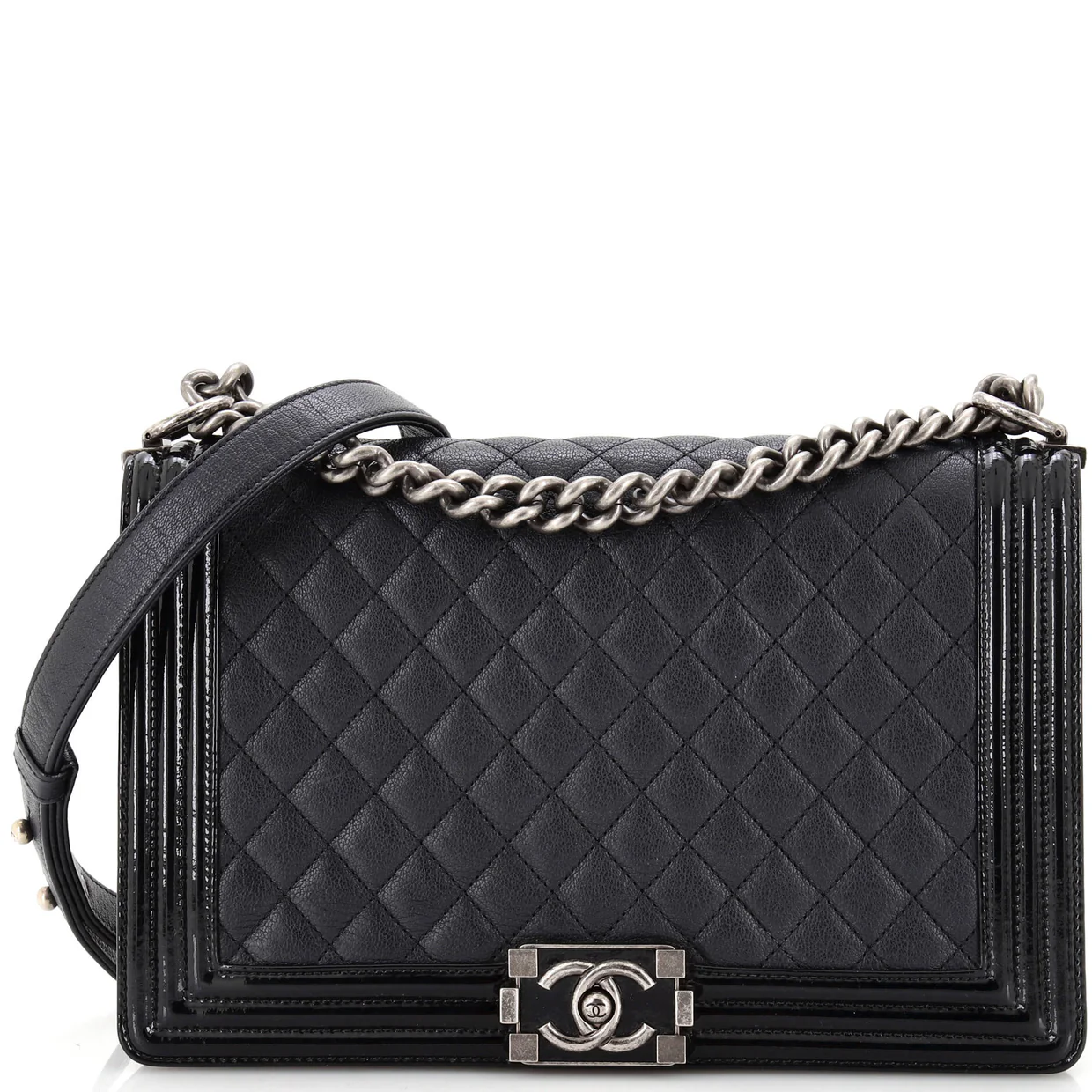 Boy Flap Bag Quilted Goatskin with Patent New Medium - Deep Luxury