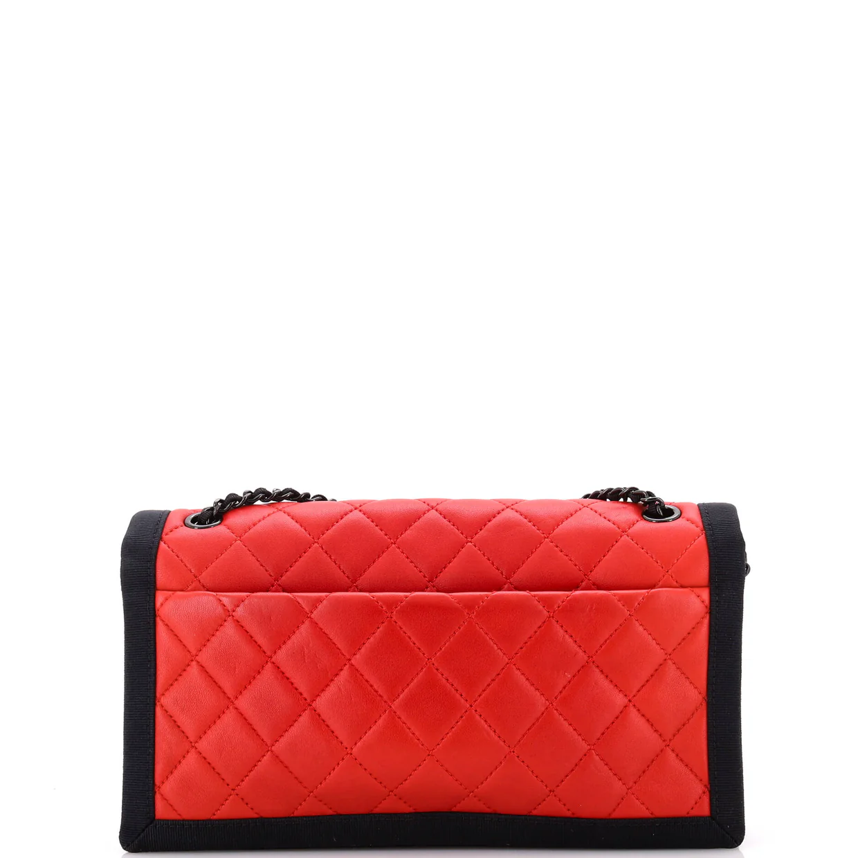 Two Tone Flap Bag Quilted Lambskin with Grosgrain Medium - Deep Luxury