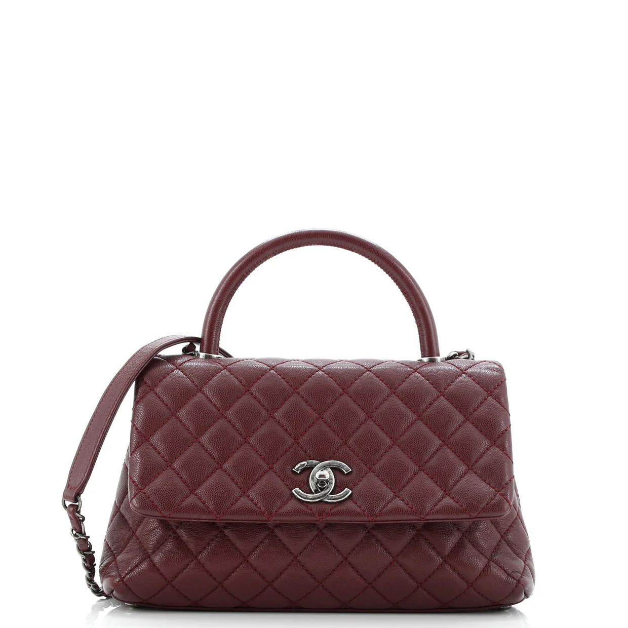 Coco Top Handle Bag Quilted Caviar Small - Deep Luxury