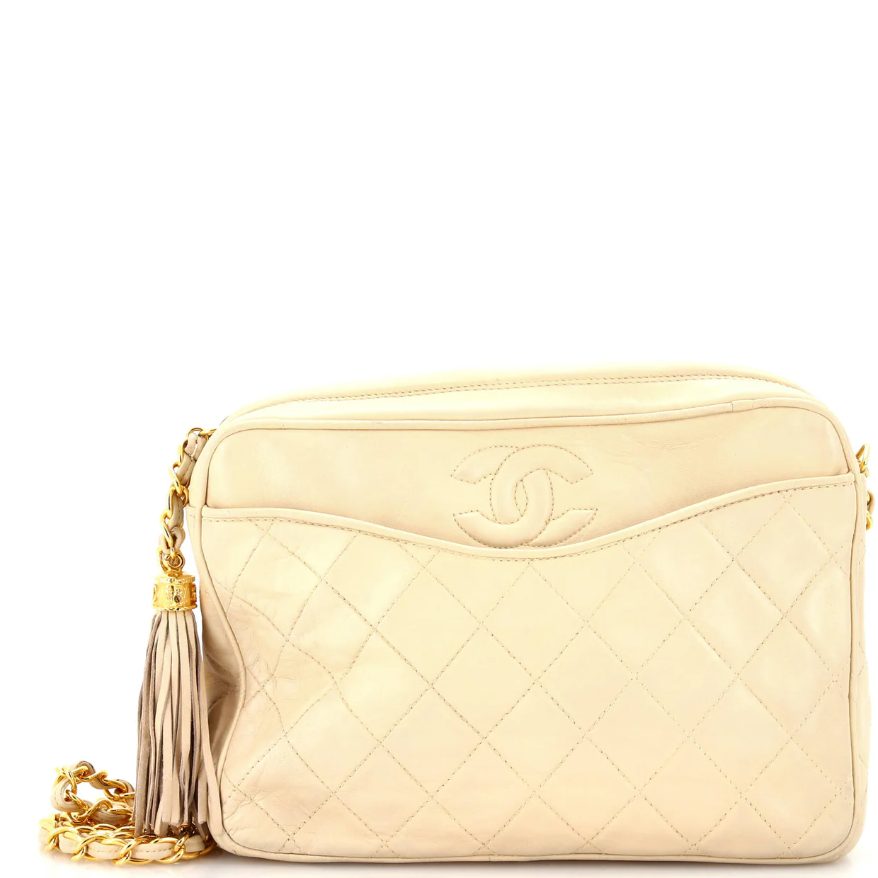 Vintage Camera Tassel Bag Quilted Leather Medium - Deep Luxury