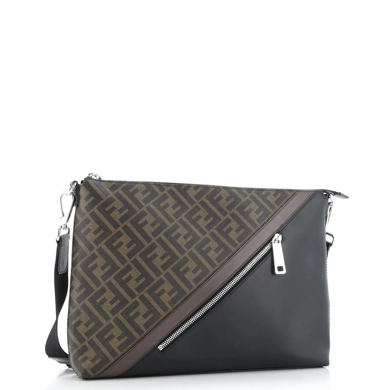 Front Zip Messenger Zucca Coated Canvas and Leather Large - Deep Luxury