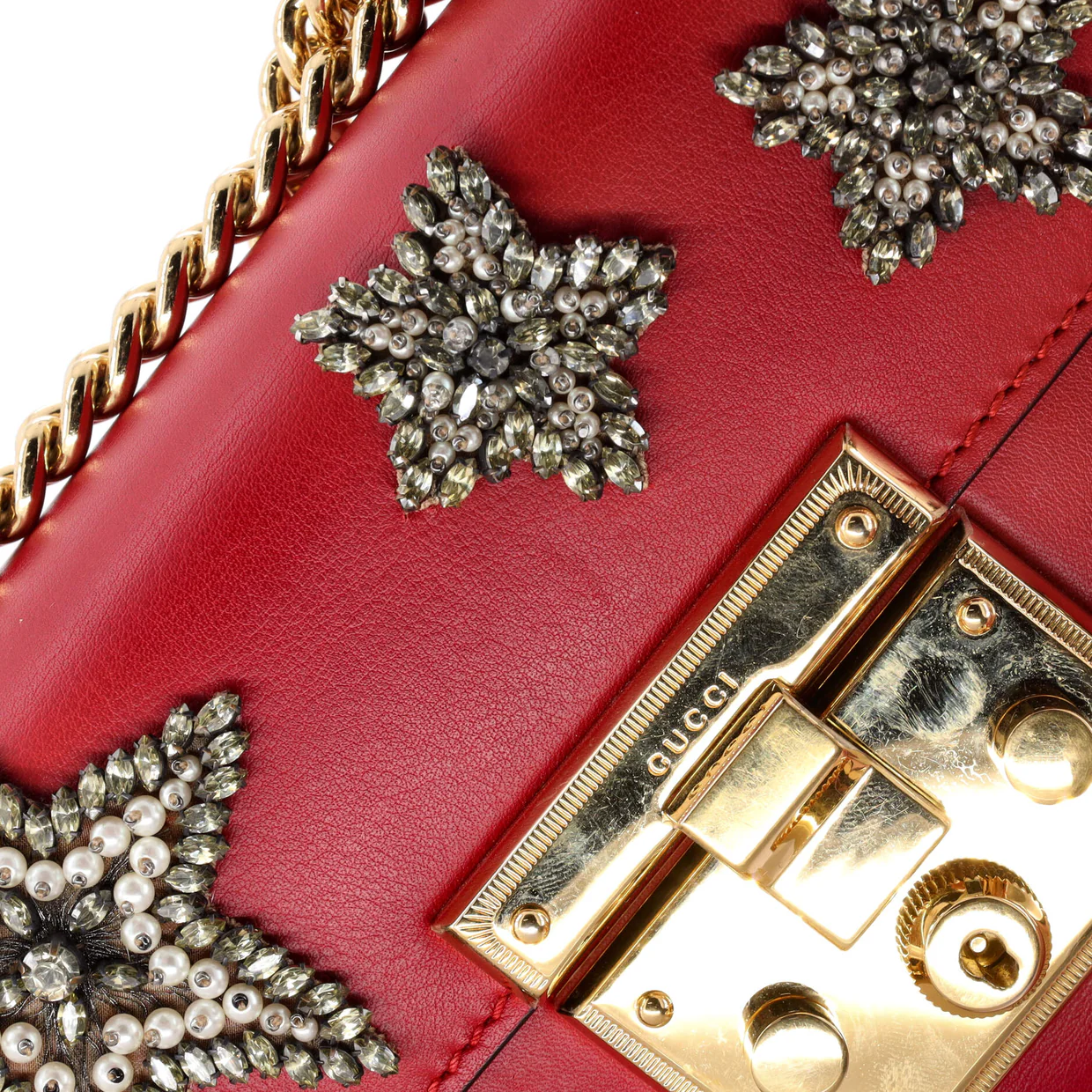 Padlock Shoulder Bag Embellished Leather Small - Deep Luxury