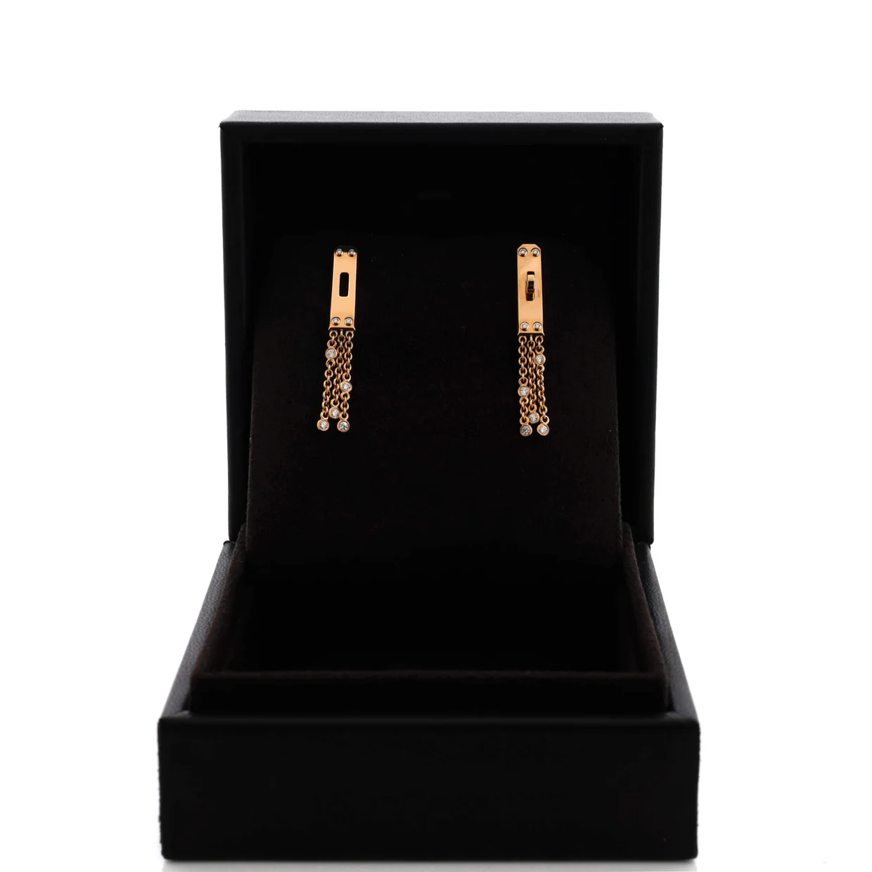 Kelly Gavroche Drop Earrings 18K Rose Gold with 18 Diamonds - Deep Luxury