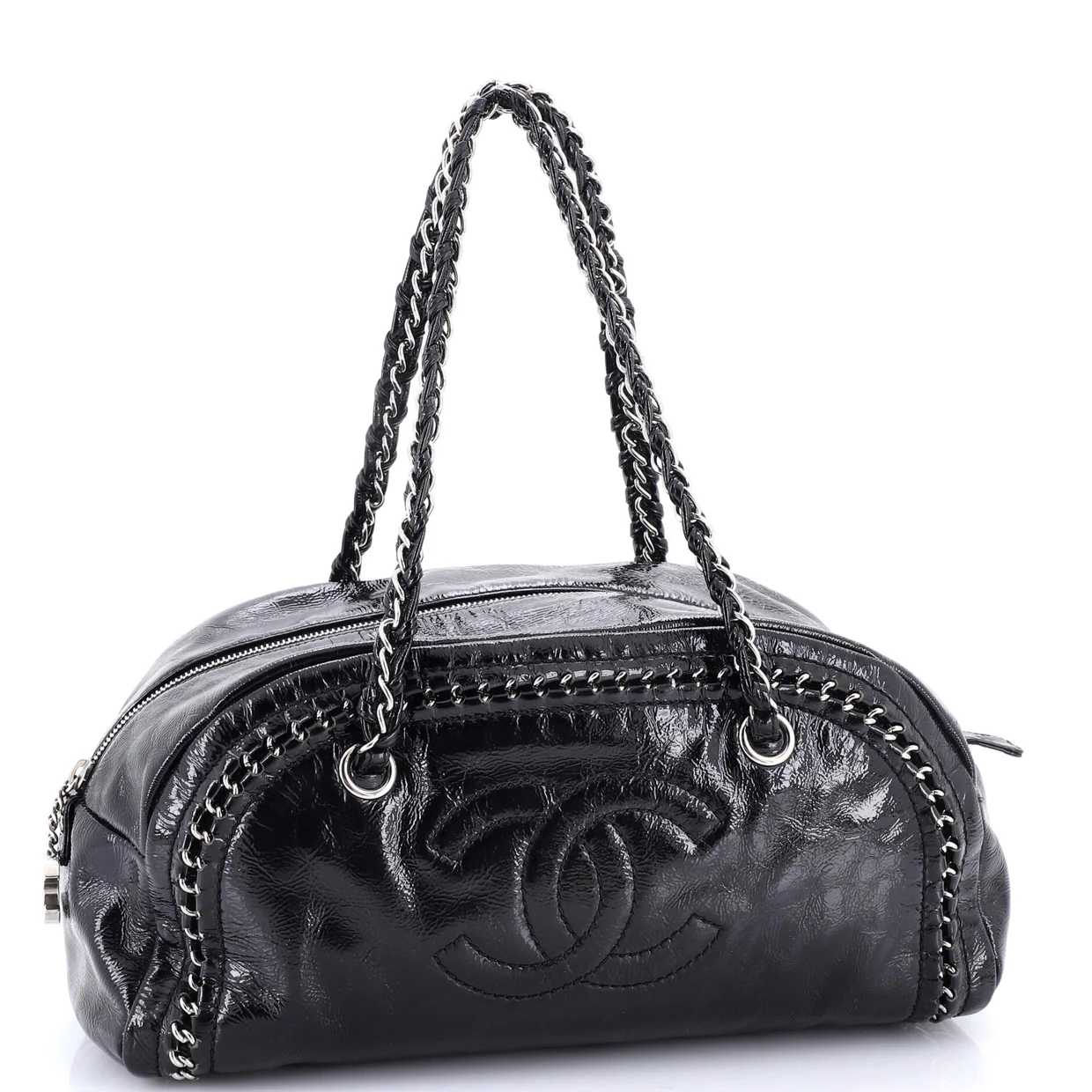Luxe Ligne Bowler Bag Patent Medium - Deep Luxury
