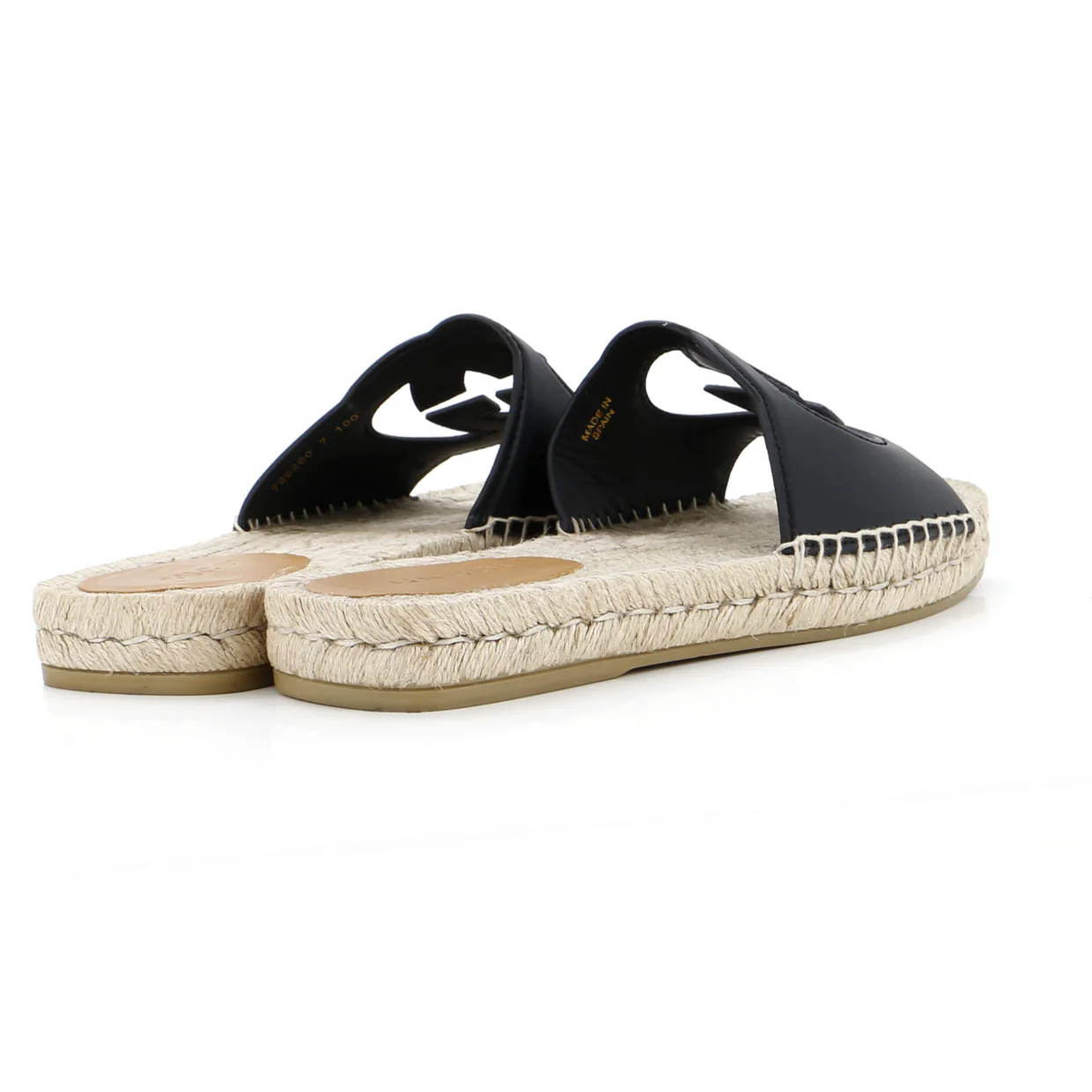 Men's Interlocking G Cut-Out Espadrille Slide Sandals Leather - Deep Luxury