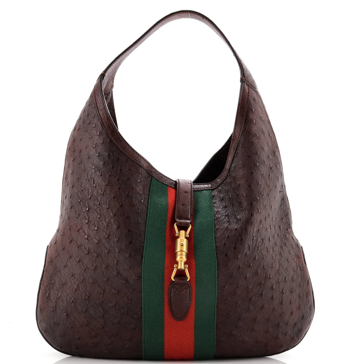 Web Jackie Soft Hobo Ostrich Large - Deep Luxury