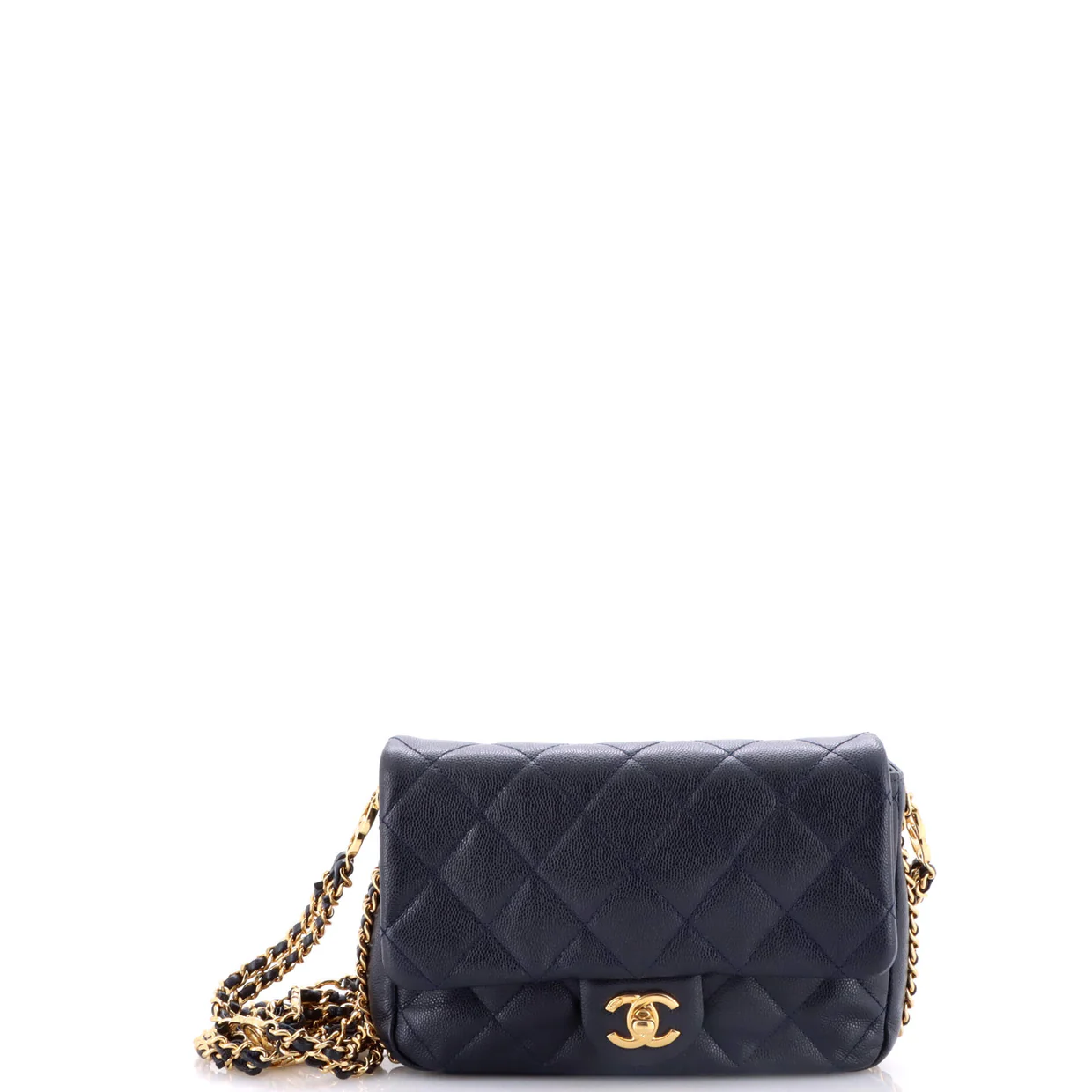 Coco You Chain Flap Bag Quilted Caviar Mini - Deep Luxury