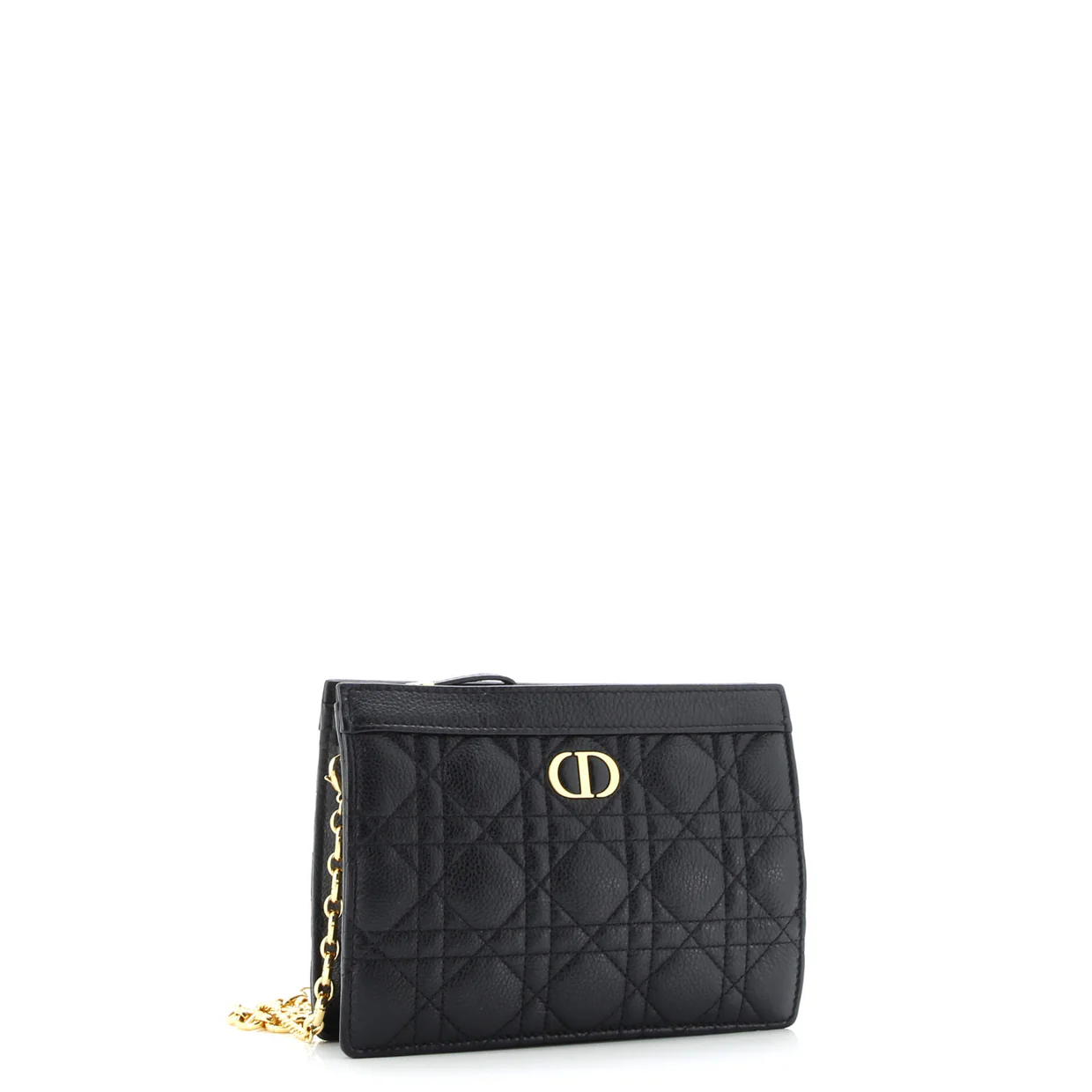 Caro Clutch with Chain Cannage Quilt Calfskin Small - Deep Luxury