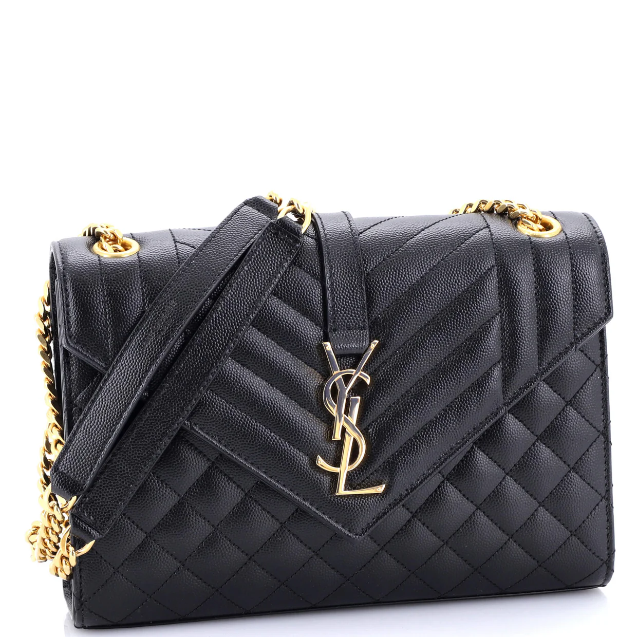 Classic Monogram Envelope Satchel Mixed Matelasse Leather Medium - Deep Luxury