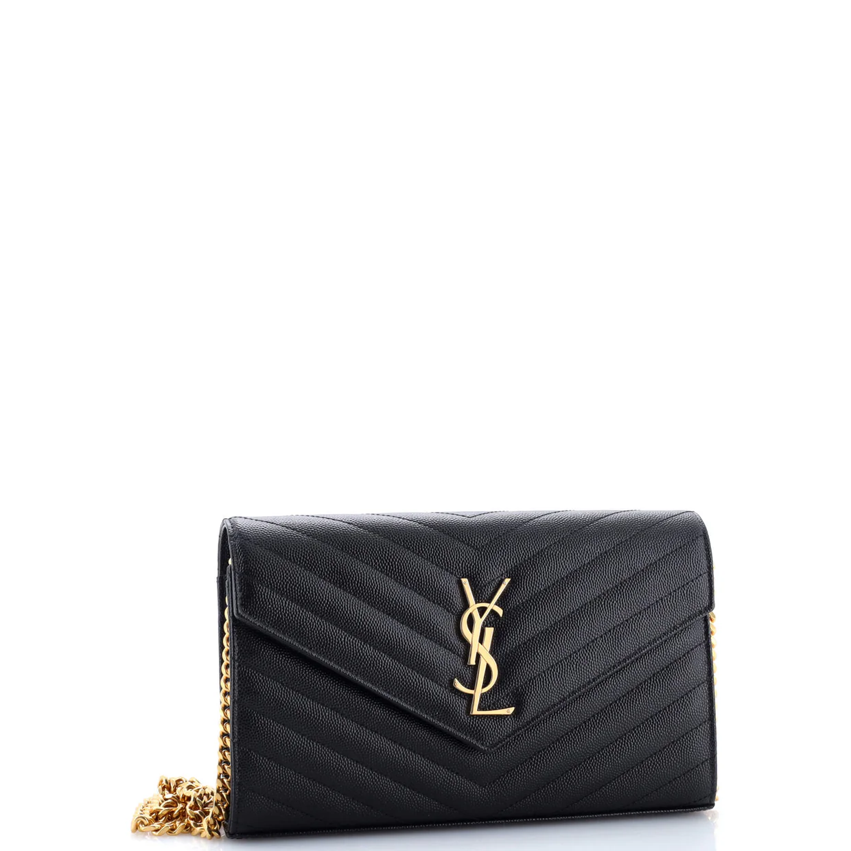 Classic Monogram Wallet on Chain Matelasse Chevron Leather Medium - Deep Luxury