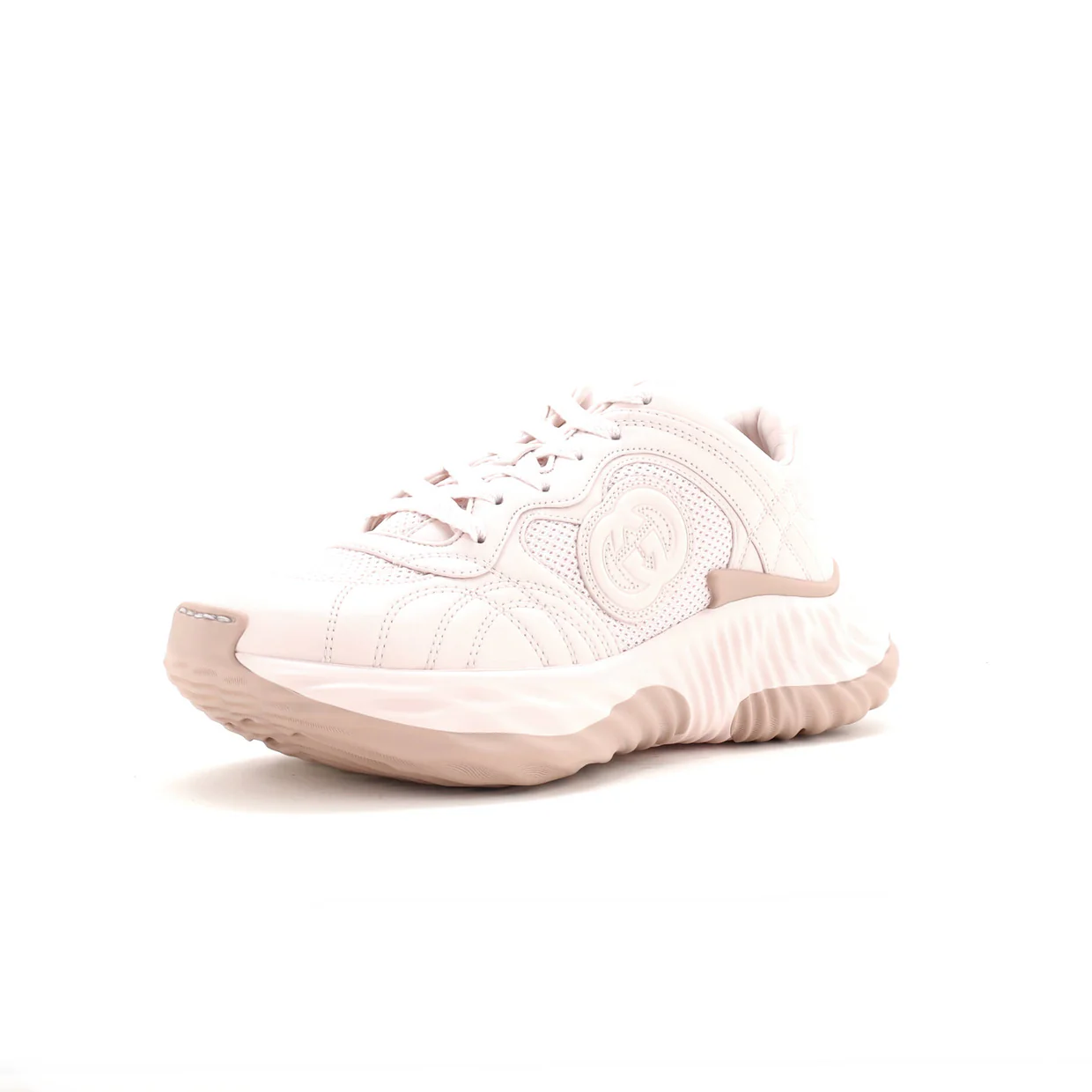 Women's Interlocking G Ripple Sneakers Leather with Mesh - Deep Luxury
