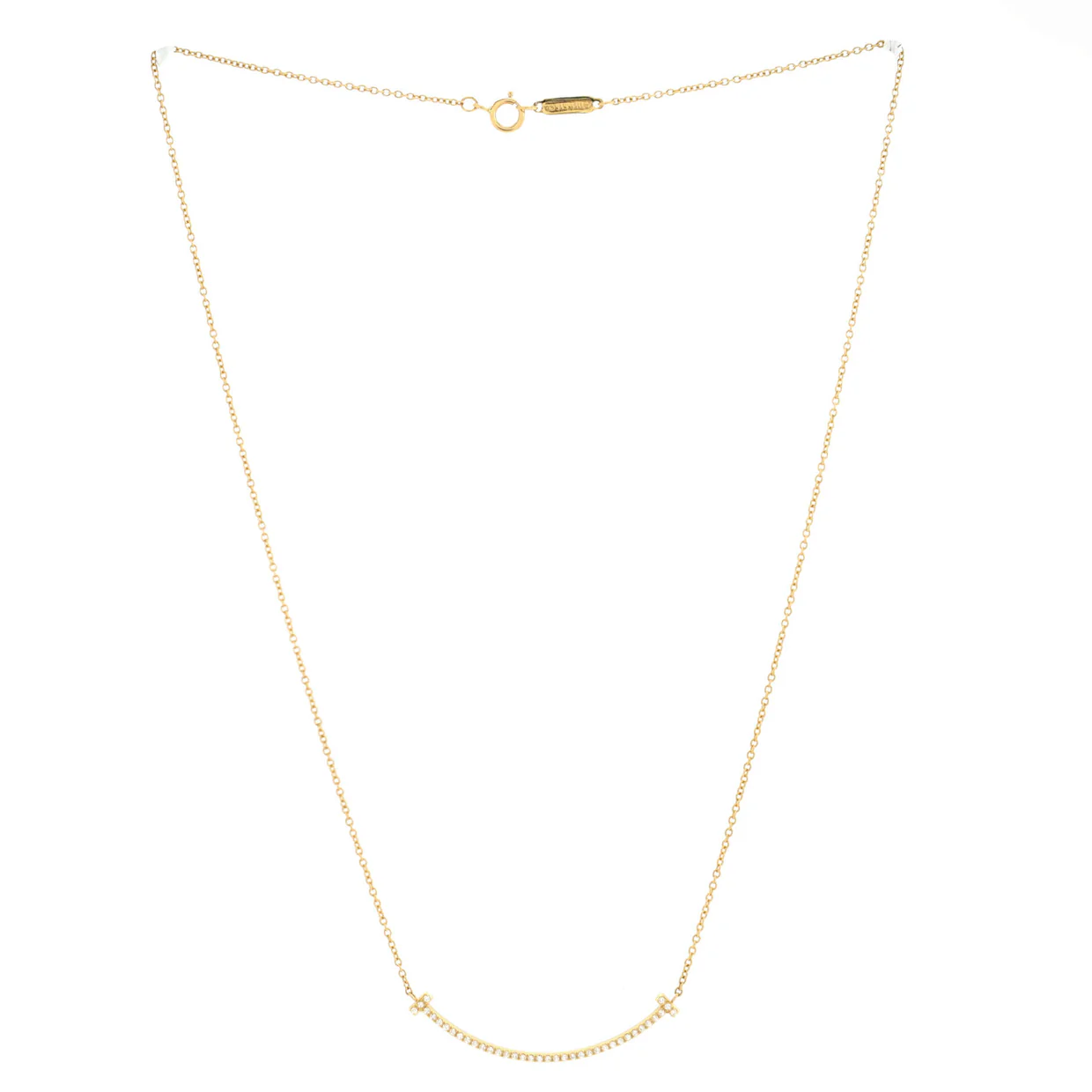 T Smile Pendant Necklace 18K Yellow Gold and Diamonds Small - Deep Luxury