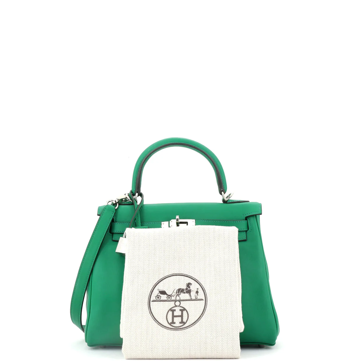Kelly Handbag Vert Vertigo Swift with Palladium Hardware 25 - Deep Luxury