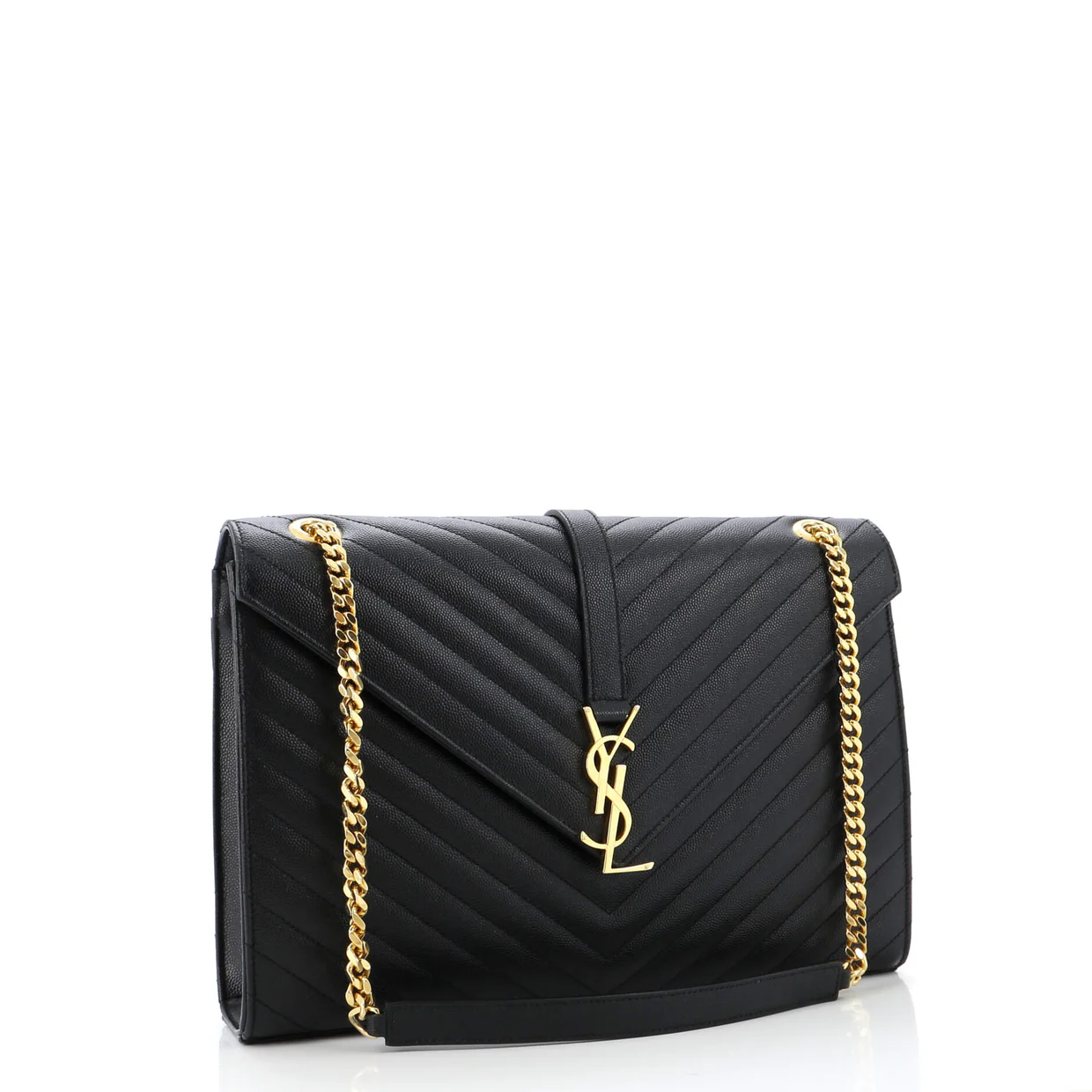 Classic Monogram Envelope Satchel Matelasse Chevron Leather Large - Deep Luxury