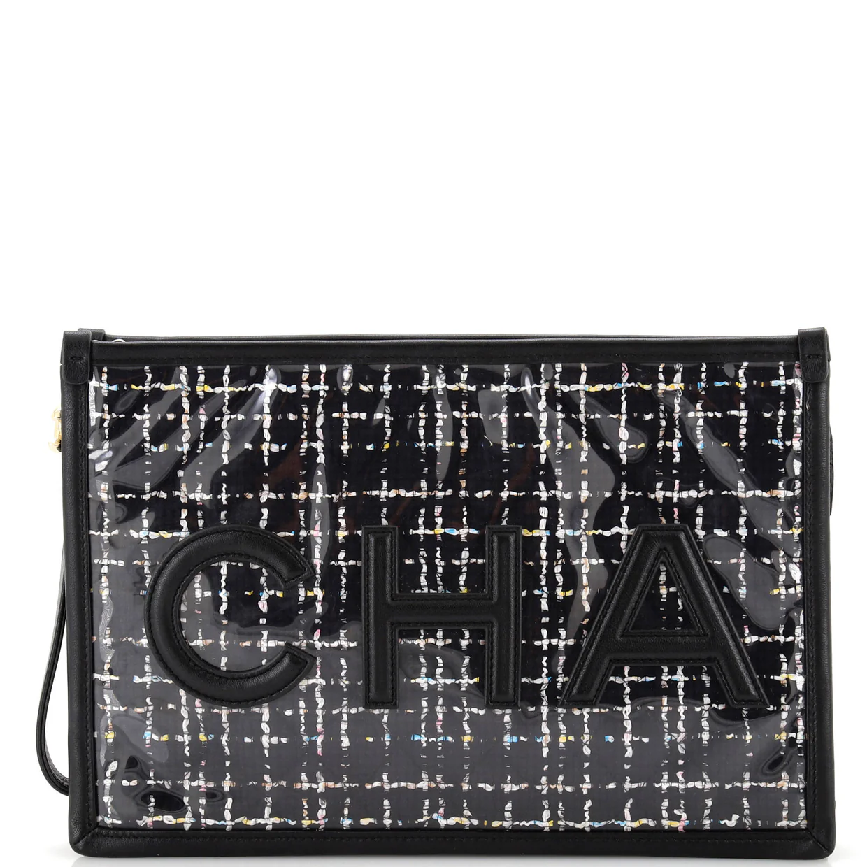 Logo Wristlet Clutch PVC Over Quilted Tweed Large - Deep Luxury