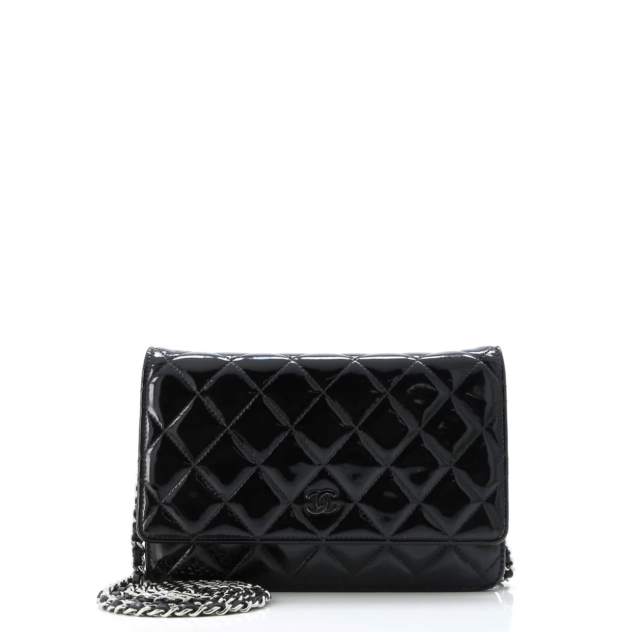 Wallet on Chain Quilted Patent - Deep Luxury