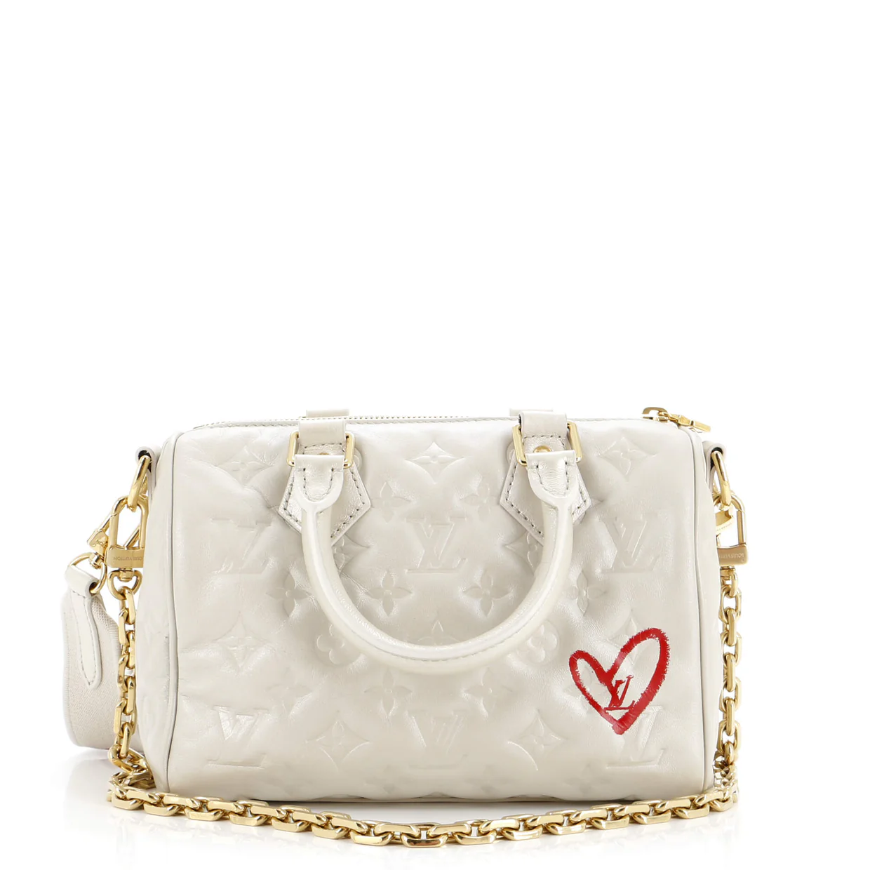 Speedy Bandouliere Bag Limited Edition Fall in Love Monogram Embossed Lambskin 22 - Deep Luxury