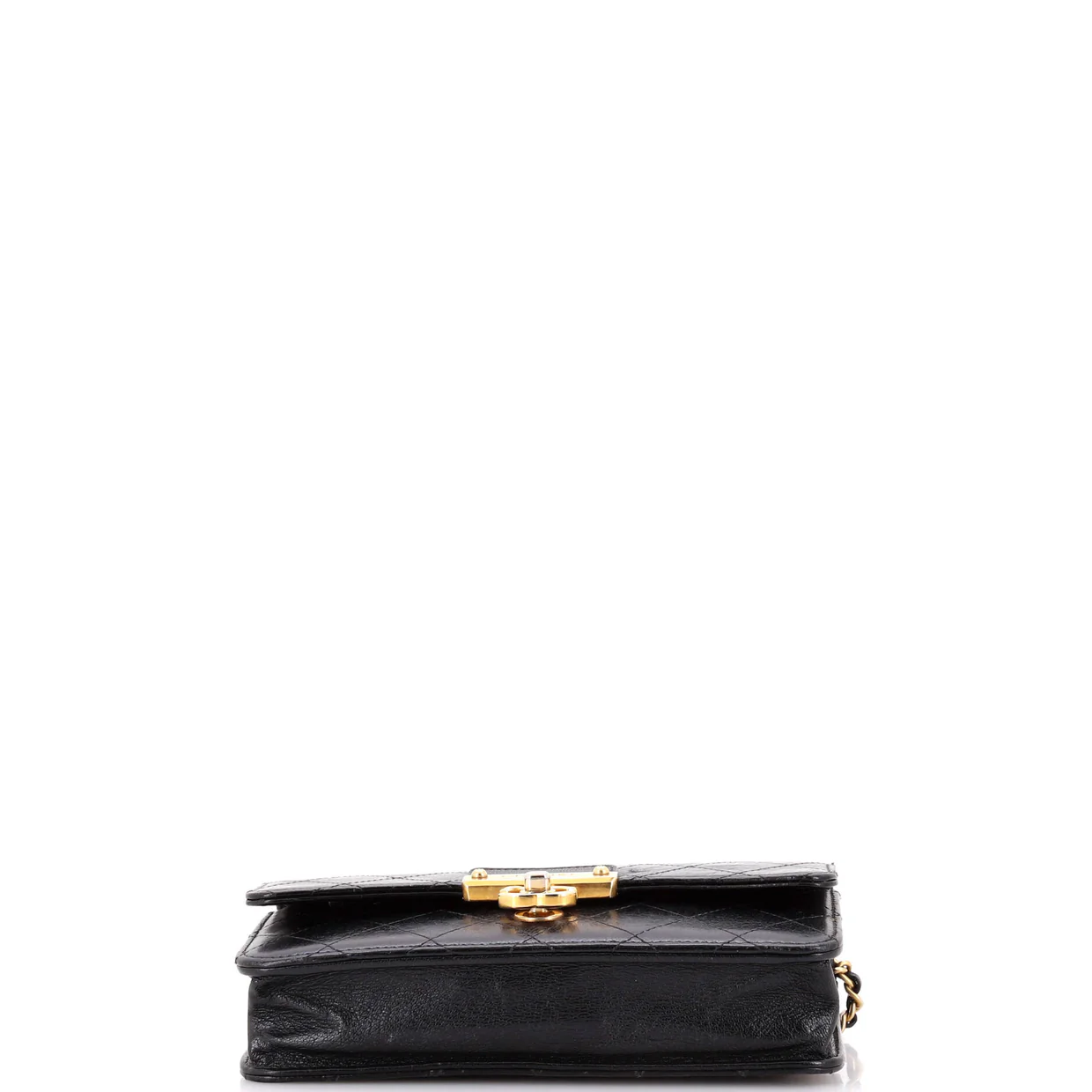 Logo Plate Wallet on Chain Quilted Goatskin - Deep Luxury